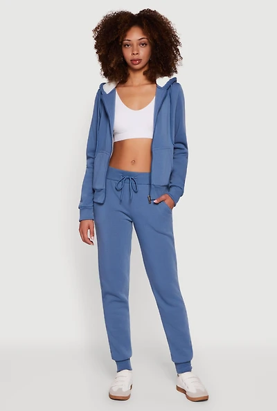 Womens Cozy Fleece Lined Drawstring Waist Joggers,