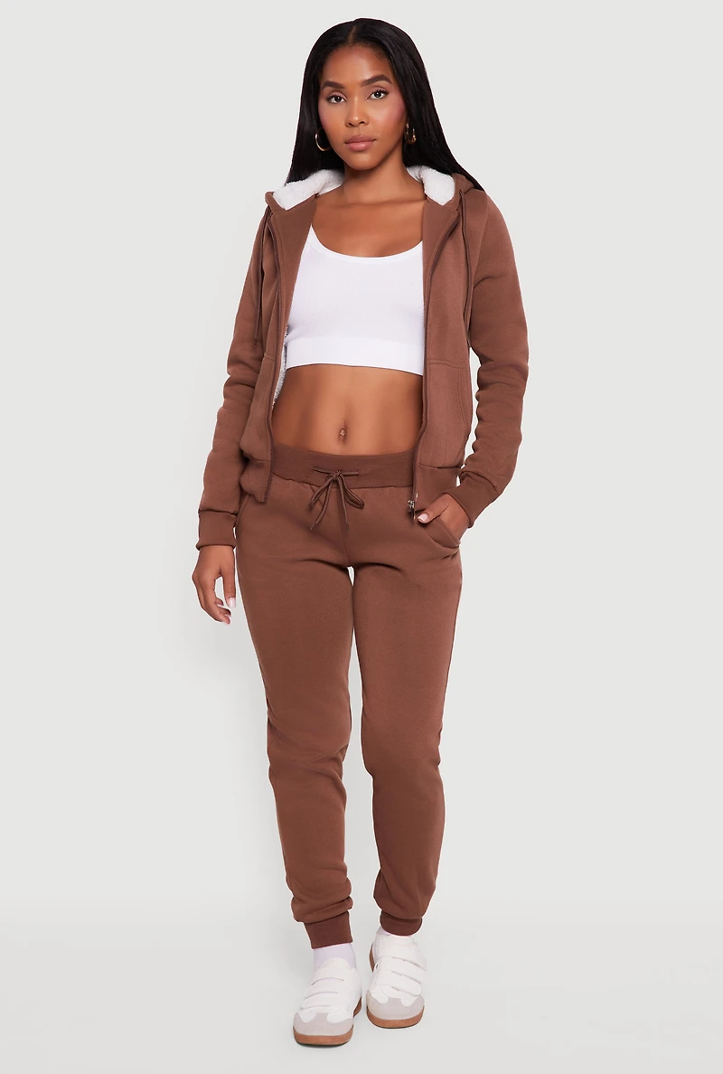Cozy Fleece Lined Drawstring Waist Joggers