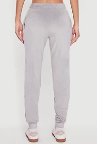 Drawstring Waist Velour Joggers