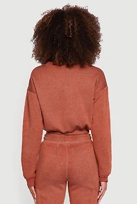Womens Crew Neck Long Sleeve Cropped Sweatshirt,