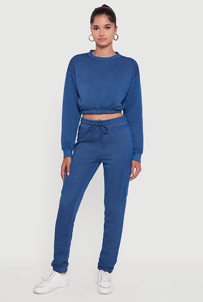 Womens High Waisted Marled Cargo Pocket Sweatpants,