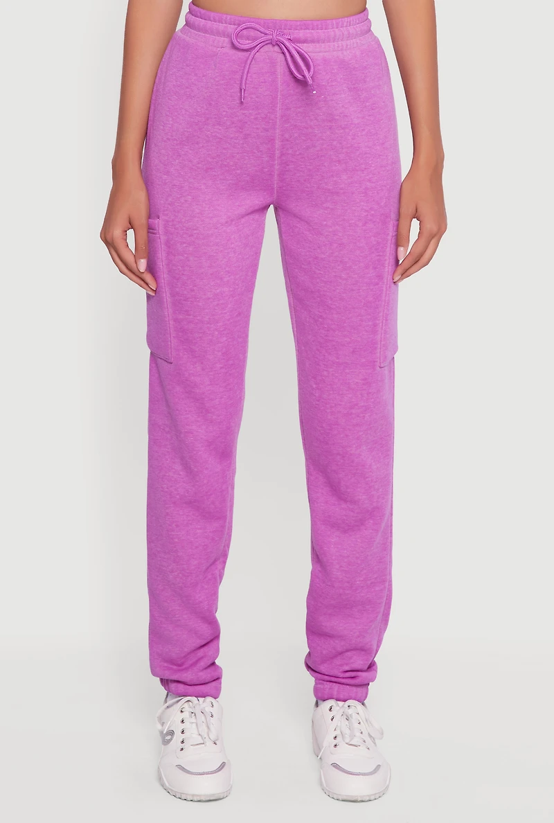 High Waisted Marled Cargo Pocket Sweatpants