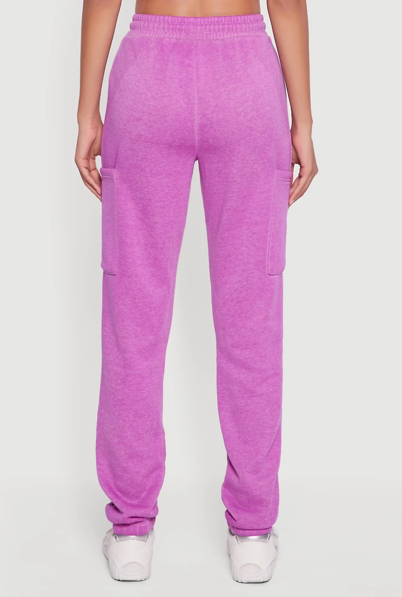 High Waisted Marled Cargo Pocket Sweatpants