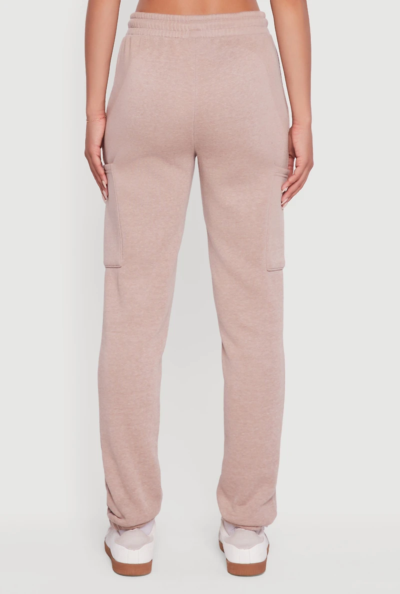 High Waisted Marled Cargo Pocket Sweatpants