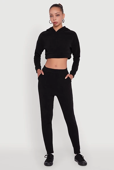 Womens Ribbed Knit Solid Joggers,
