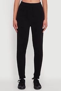 Womens Ribbed Knit Solid Joggers, Black, Size M