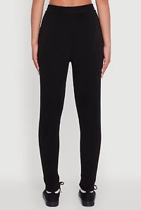 Womens Ribbed Knit Solid Joggers, Black, Size M