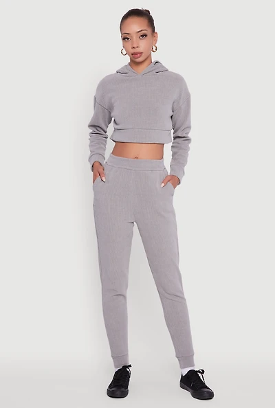 Ribbed Knit Solid Joggers