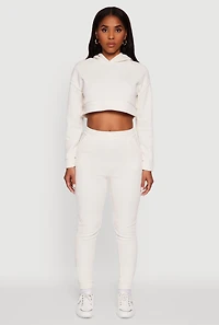 Womens Ribbed Knit Solid Joggers, White, Size M