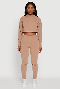 Womens Ribbed Knit Solid Joggers, Khaki, Size M