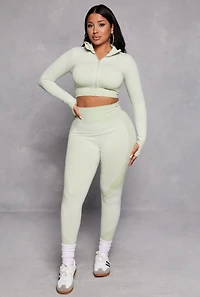 Seamless Textured Knit Zip Front Track Jacket