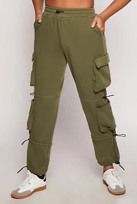 Fleece Toggle Drawstring Cargo Sweatpants