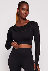 Seamless Laser Cut Long Sleeve Crop Top