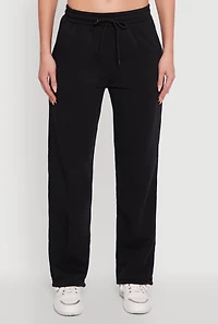 Womens Wide Leg Fleece Sweatpants with Pockets,