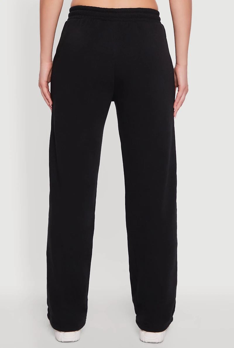 Womens Wide Leg Fleece Sweatpants with Pockets,