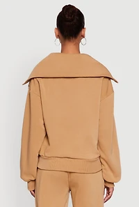 Fleece Collared Quarter Zip Pullover Sweatshirt