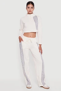 Contrast Trim Fleece Lined Cropped Sweatshirt