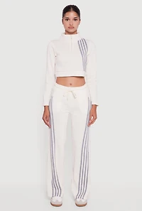 Contrast Trim Fleece Lined Cropped Sweatshirt