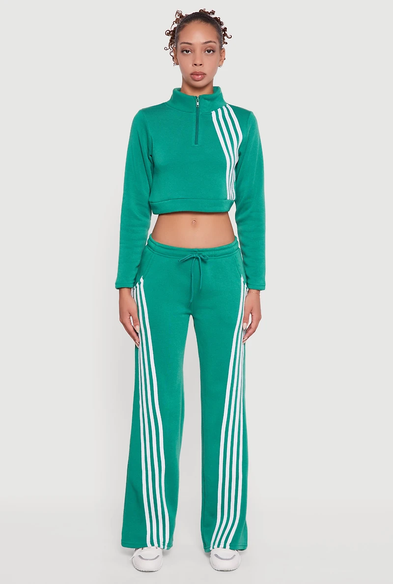 Contrast Trim Fleece Lined Cropped Sweatshirt