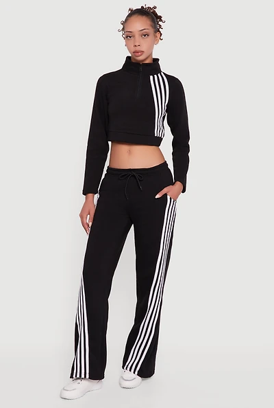 Womens Stripe Detail Drawstring Waist Sweatpants,