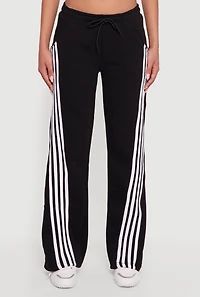 Womens Stripe Detail Drawstring Waist Sweatpants, Black, Size M