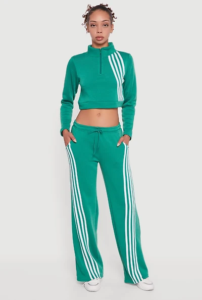 Womens Stripe Detail Drawstring Waist Sweatpants,