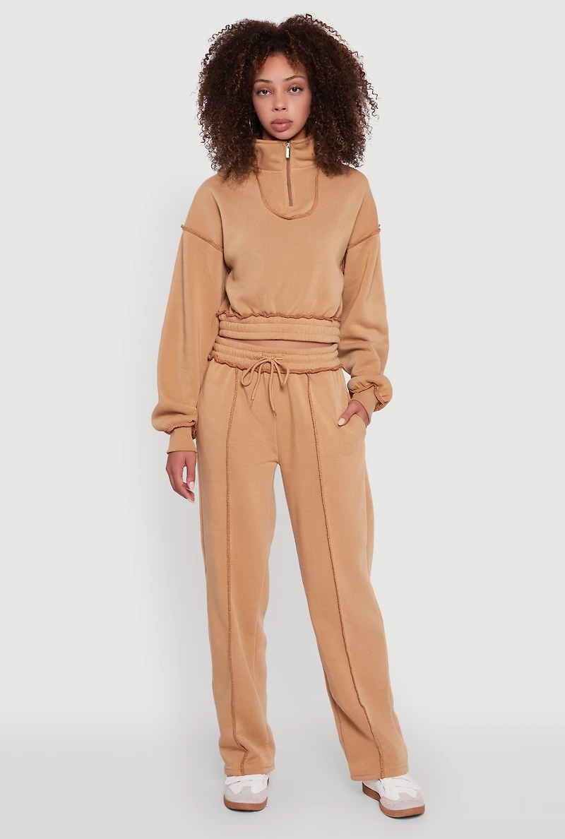 Mid Rise Fleece Straight Leg Sweatpants
