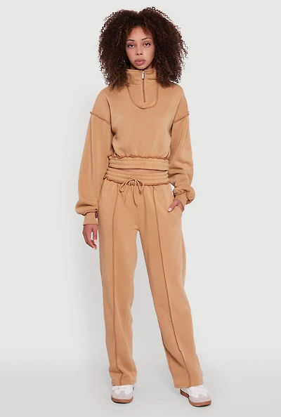 Mid Rise Fleece Straight Leg Sweatpants
