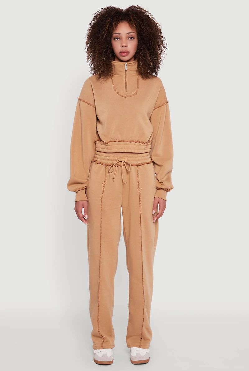 Mid Rise Fleece Straight Leg Sweatpants