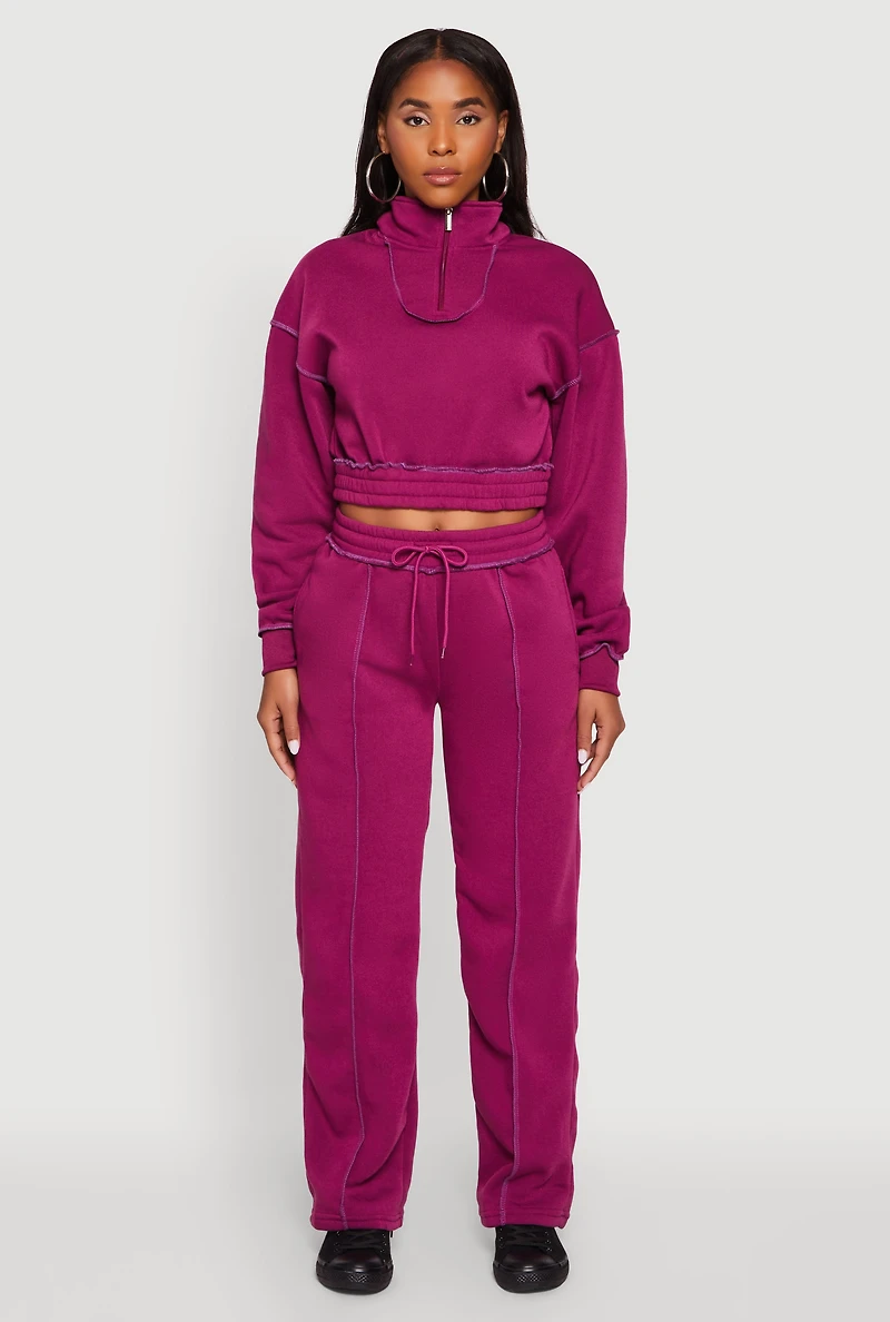 Mid Rise Fleece Straight Leg Sweatpants