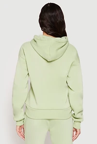 Womens Fleece Lover Bear Graphic Hoodie, Green, Size M