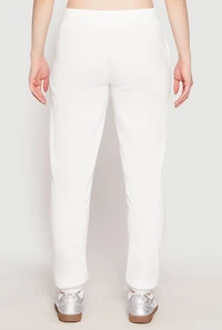 Womens Fleece Lover Bear Graphic Joggers, White, Size M