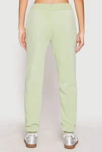 Womens Fleece Lover Bear Graphic Joggers, Green, Size L