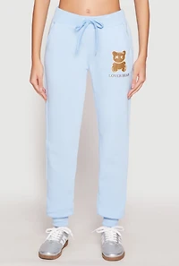 Fleece Lover Bear Graphic Joggers