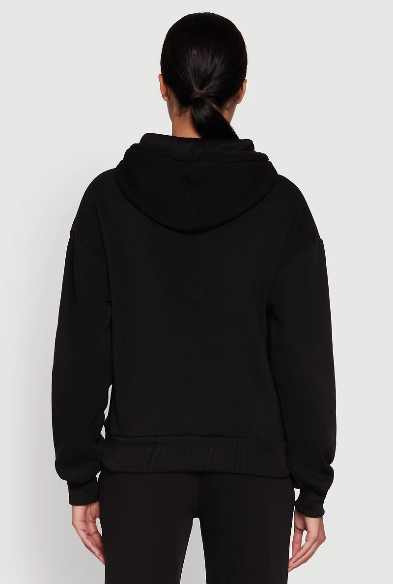 Womens Bear Graphic Fleece Pullover Hoodie,