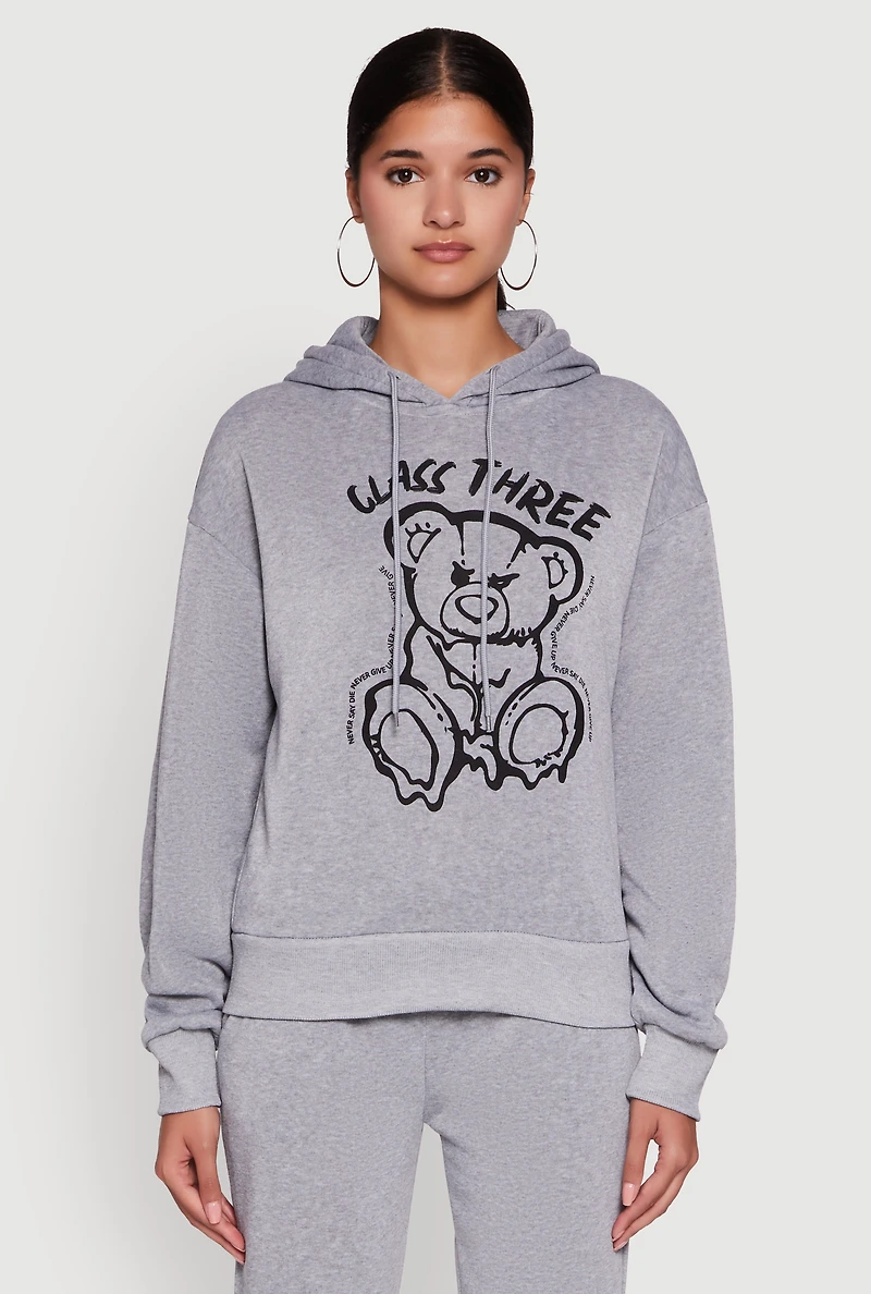 Bear Graphic Fleece Pullover Hoodie