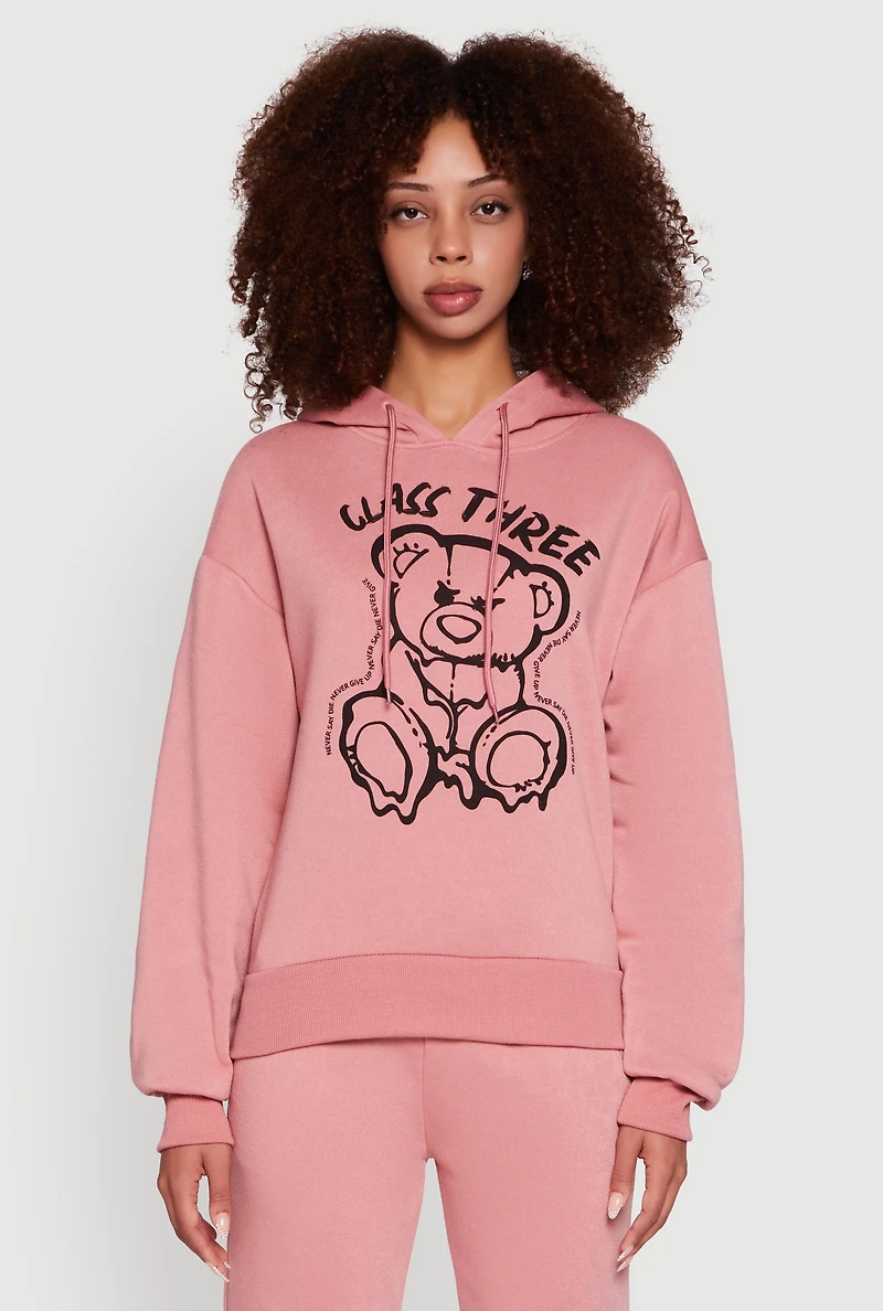 Bear Graphic Fleece Pullover Hoodie