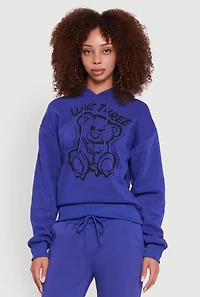 Bear Graphic Fleece Pullover Hoodie