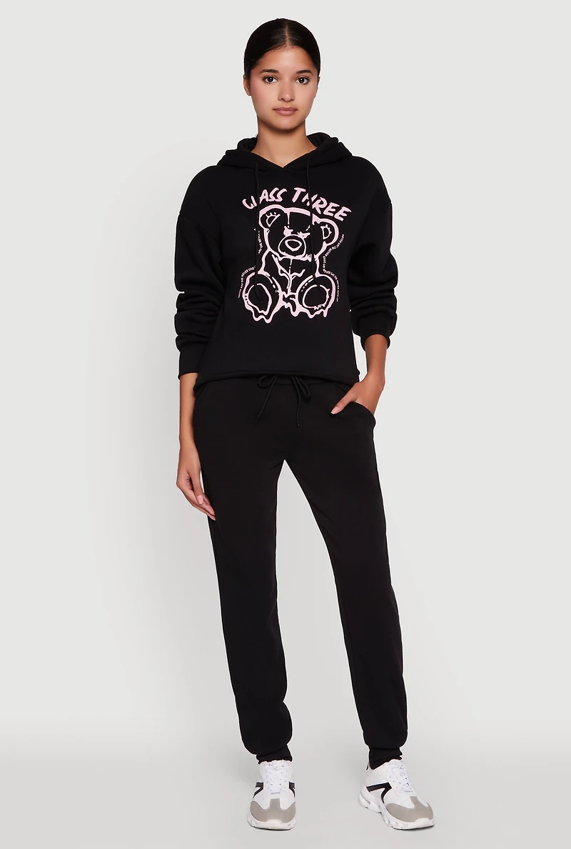 Womens Mid Rise Solid Fleece Joggers,