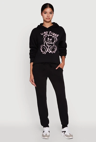 Womens Mid Rise Solid Fleece Joggers,