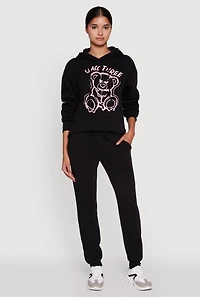 Womens Mid Rise Solid Fleece Joggers,