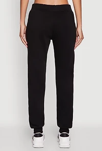 Womens Mid Rise Solid Fleece Joggers,
