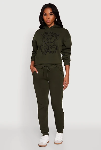 Womens Mid Rise Solid Fleece Joggers,