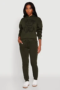 Womens Mid Rise Solid Fleece Joggers,