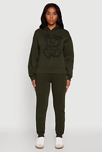 Womens Mid Rise Solid Fleece Joggers,