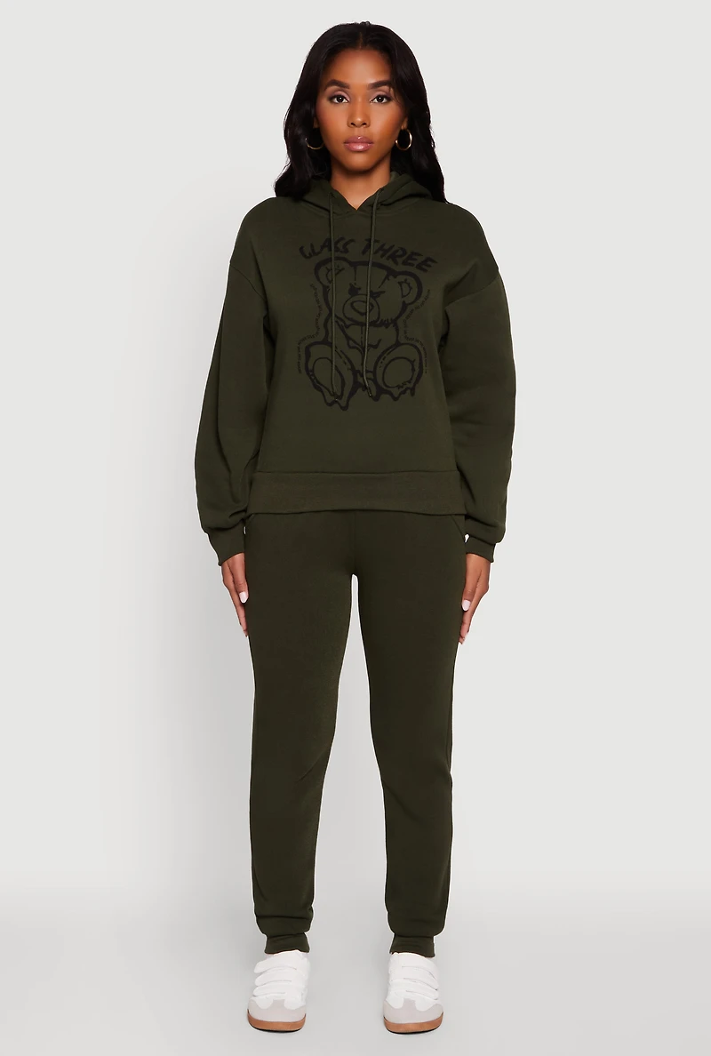 Womens Mid Rise Solid Fleece Joggers,