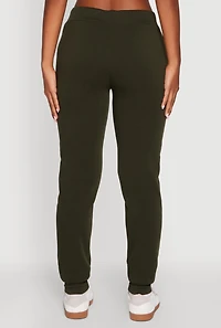 Womens Mid Rise Solid Fleece Joggers,