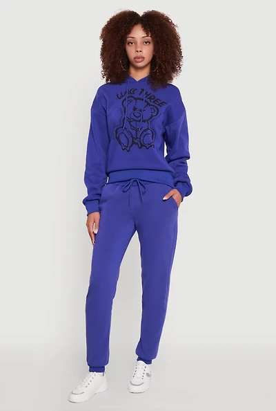 Womens Mid Rise Solid Fleece Joggers,