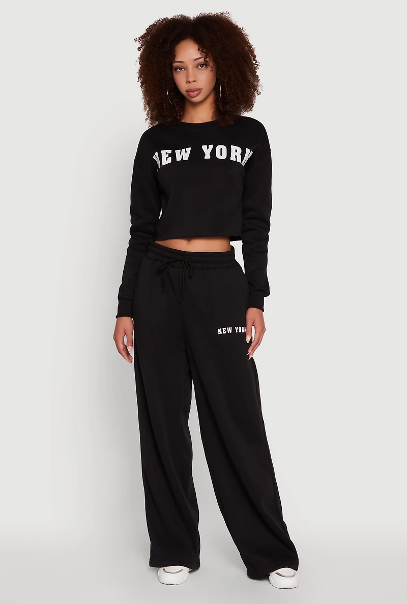 Womens New York Graphic Cropped Sweatshirt,