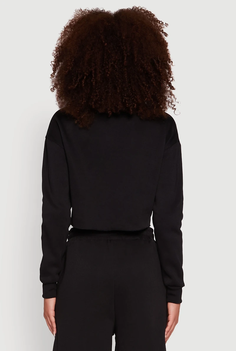 Womens New York Graphic Cropped Sweatshirt, Black, Size L